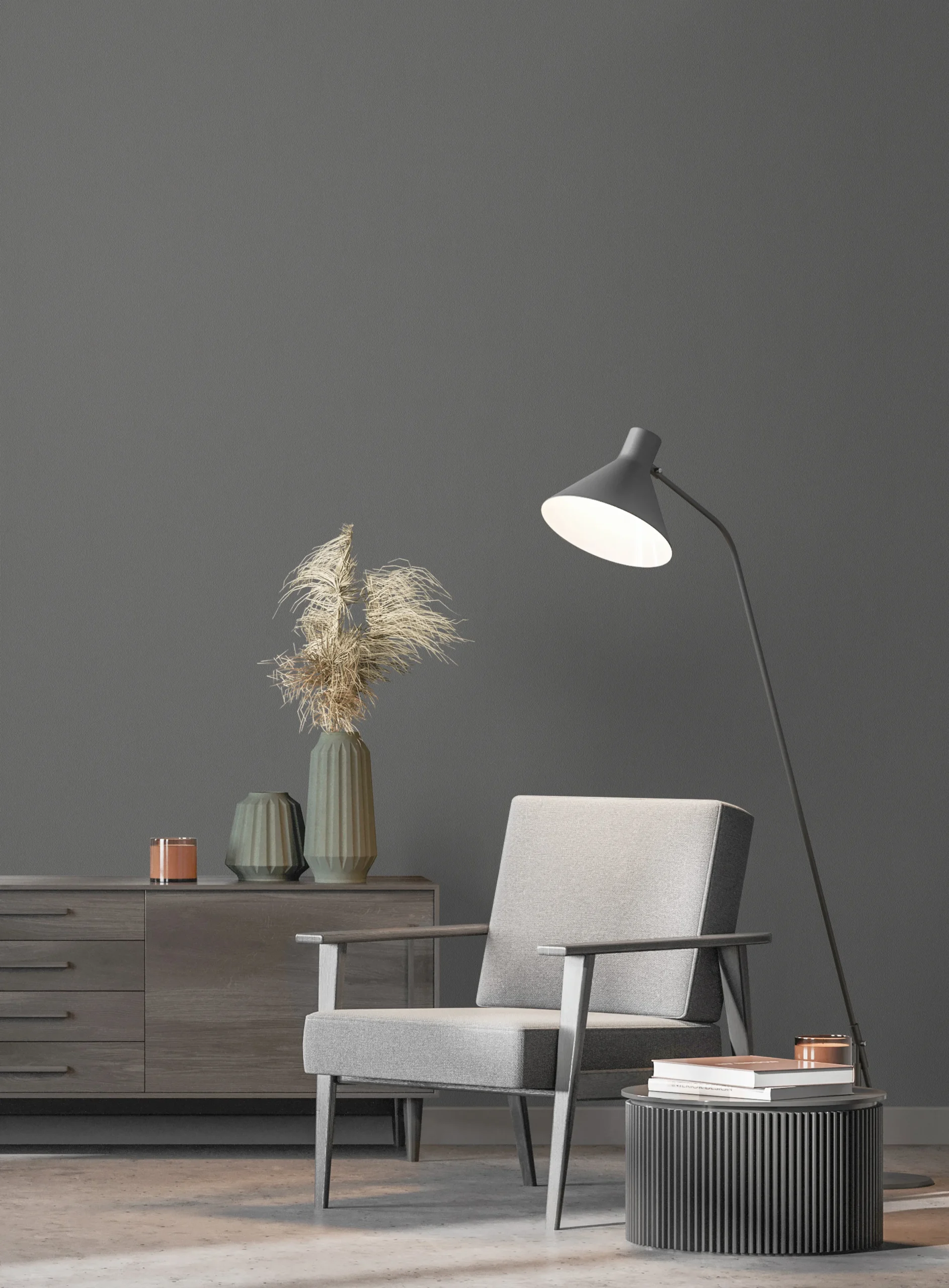 Gray Embossed Wallpaper – Understated Glittering (24201-8)